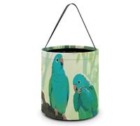 ERSTSNCK Two Parakeets Halloween Candy Buckets Reusable Tote Candy Bag - Trick Or Treat Goody Bag with Handles