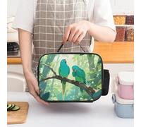 ERSTSNCK Two Parakeets Insulated Lunch Bag for Women Lunch Box Large Capacity, Leakproof Tote with Detachable Handles- 5-Hour Cold/Hot Retention Cooler Bag for Office, Picnic, Camping