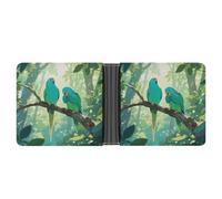 ERSTSNCK Two Parakeets Wallet for Men Bifold Rfid Blocking Slim Money Clip Front Pocket Wallet Card Holder