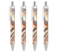 ERSTSNCK Two Phoenixes in Winter Black Ballpoint Pens Fine Point (0.5mm) Black Ink Pen Retractable Ball Point Pens with Comfortable Full Grip for Journaling, And Office Writing Ideal 4 PCS