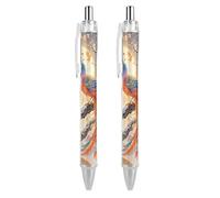 ERSTSNCK Two Phoenixes in Winter Black Ballpoint Pens Fine Point (0.5mm) Black Ink Pen Retractable Ball Point Pens with Comfortable Full Grip for Journaling, And Office Writing Ideal 2 PCS