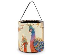 ERSTSNCK Two Phoenixes in Winter Halloween Candy Buckets Reusable Tote Candy Bag - Trick Or Treat Goody Bag with Handles