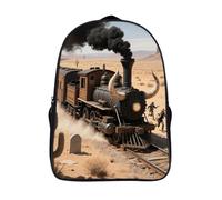 ERSTSNCK Two Phoenixes in Winter Laptop Backpack for Travel Work, 16In Cute Bookbag, Computer Backpack, Casual Daypack, Steam Train in the Desert, 40x28x16cm