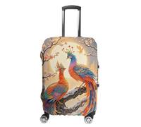 ERSTSNCK Two Phoenixes in Winter Luggage Suitcase Covers Elastic Washable Cute Luggage Protector Travel Suitcase Protective Cover For Adult (Fit 19-32 Inch Luggages) X-Large, white, S, Two Phoenixes