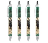 ERSTSNCK Two Pugs Wearing Hats Black Ballpoint Pens Fine Point (0.5mm) Black Ink Pen Retractable Ball Point Pens with Comfortable Full Grip for Journaling, And Office Writing Ideal 4 PCS