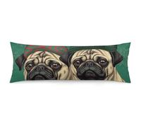 ERSTSNCK Two Pugs Wearing Hats Body Pillow Pillowcase 20"x54" Lumbar Throw Pillow Covers with Hidden Zipper Breathable & Cozy Full Long Bodypillow Case Cover for Sleeping Bedroom Couch Sofa Decor