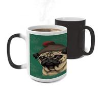 ERSTSNCK Two Pugs Wearing Hats Color Changing Mug Heat Changing Coffee Mug Funny Magic Cup Heat Sensitive Travel Mugs Novelty Coffee Cups Personalized Customized Gift for Men Women 11 Oz
