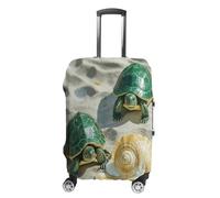 ERSTSNCK Two Turtles And Shells Luggage Suitcase Covers Elastic Washable Cute Luggage Protector Travel Suitcase Protective Cover For Adult (Fit 19-32 Inch Luggages) X-Large, white, XL, Two Turtles and