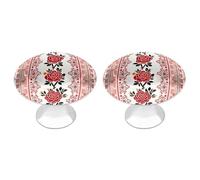 ERSTSNCK Ukrainian Embroidery Style Rose Cabinet Knobs 2-Pack Silver Stainless Steel Drawer Pulls with Screws Elegant Hardware for Dressers Kitchen Cabinets & Desks