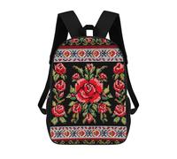 ERSTSNCK Ukrainian Embroidery Style Rose Laptop Backpack for Travel Work Cute Bookbag Computer Backpack Casual Daypack
