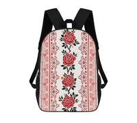 ERSTSNCK Ukrainian Embroidery Style Rose Laptop Backpack for Travel Work Cute Bookbag Computer Backpack Casual Daypack