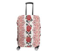 ERSTSNCK Ukrainian Embroidery Style Rose Luggage Suitcase Covers Elastic Washable Cute Luggage Protector Travel Suitcase Protective Cover For Adult (Fit 19-32 Inch Luggages), white, L, Ukrainian