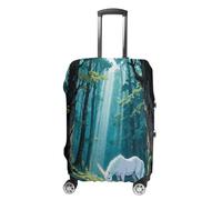 ERSTSNCK Unicorn in The Ancient Forest Luggage Suitcase Covers Elastic Washable Cute Luggage Protector Travel Suitcase Protective Cover For Adult (Fit 19-32 Inch Luggages) X-Large, white, S, Unicorn