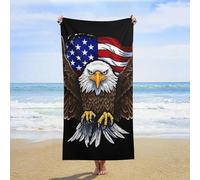ERSTSNCK USA Flag Patriotic Eagle Beach Towel Oversized 31" X 63" Absorbent Towels Quick Dry Pool Towel Lightweight Bath Towels Sandproof Beach Blanket for Gym Swimming Sports Travel Gifts