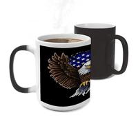 ERSTSNCK USA Flag Patriotic Eagle Color Changing Mug Heat Changing Coffee Mug Funny Magic Cup Heat Sensitive Travel Mugs Novelty Coffee Cups Personalized Customized Gift for Men Women 11 Oz
