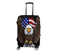 ERSTSNCK USA Flag Patriotic Eagle Luggage Suitcase Covers Elastic Washable Cute Luggage Protector Travel Suitcase Protective Cover For Adult (Fit 19-32 Inch Luggages), white, M, Usa Flag Patriotic