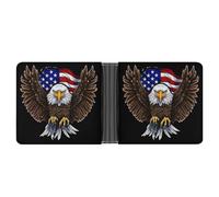 ERSTSNCK USA Flag Patriotic Eagle Wallet for Men Bifold Rfid Blocking Slim Money Clip Front Pocket Wallet Card Holder