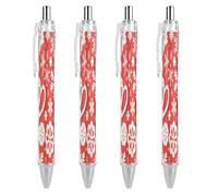 ERSTSNCK Valentine Hearts Snowflake Flower Black Ballpoint Pens Fine Point (0.5mm) Black Ink Pen Retractable Ball Point Pens with Comfortable Full Grip for Journaling, And Office Writing Ideal 4 PCS