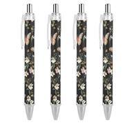 ERSTSNCK Various Butterflies And Daisies Black Ballpoint Pens Fine Point (0.5mm) Black Ink Pen Retractable Ball Point Pens with Comfortable Full Grip for Journaling, And Office Writing Ideal 4 PCS