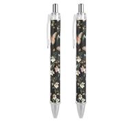 ERSTSNCK Various Butterflies And Daisies Black Ballpoint Pens Fine Point (0.5mm) Black Ink Pen Retractable Ball Point Pens with Comfortable Full Grip for Journaling, And Office Writing Ideal 2 PCS