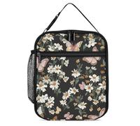 ERSTSNCK Various Butterflies And Daisies Lunch Bag for Adults Reusable Insulated Lunchbox Leakproof Small Lunch Box Tote for Men & Women Portable Food Cooler Bag for Work, Office, Picnics