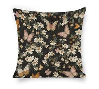 ERSTSNCK Various Butterflies and Daisies Pillow Covers 18"x18" Linen Throw Pillow Covers - Double Sided Decorative Square Cushion Cases for Sofa, Bed, Chair (No Insert Included)