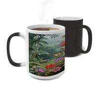 ERSTSNCK Vibrant Color Flower Blossom Color Changing Mug Heat Changing Coffee Mug Funny Magic Cup Heat Sensitive Travel Mugs Novelty Coffee Cups Personalized Customized Gift for Men Women 11 Oz