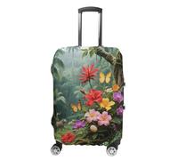 ERSTSNCK Vibrant Color Flower Blossom Luggage Suitcase Covers Elastic Washable Cute Luggage Protector Travel Suitcase Protective Cover For Adult (Fit 19-32 Inch Luggages), white, M, Vibrant Color