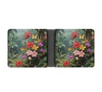 ERSTSNCK Vibrant Color Flower Blossom Wallet for Men Bifold Rfid Blocking Slim Money Clip Front Pocket Wallet Card Holder