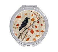 ERSTSNCK Victorian Raven Compact Mirror for Purse, Double-Sided 1x/2x Magnifying Metal Pocket Makeup Mirrors, Folding Mini Vanity Mirror, Handheld Round Travel Cosmetic Mirrors for Women