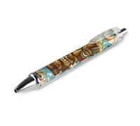 ERSTSNCK Vintage Aloha Tiki Pattern Black Ballpoint Pens Fine Point (0.5mm) Black Ink Pen Retractable Ball Point Pens with Comfortable Full Grip for Journaling, And Office Writing Ideal 1 PCS