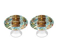 ERSTSNCK Vintage Aloha Tiki Pattern Cabinet Knobs 2-Pack Silver Stainless Steel Drawer Pulls with Screws Elegant Hardware for Dressers Kitchen Cabinets & Desks