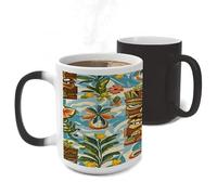 ERSTSNCK Vintage Aloha Tiki Pattern Color Changing Mug Heat Changing Coffee Mug Funny Magic Cup Heat Sensitive Travel Mugs Novelty Coffee Cups Personalized Customized Gift for Men Women 11 Oz