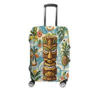 ERSTSNCK Vintage Aloha Tiki Pattern Luggage Suitcase Covers Elastic Washable Cute Luggage Protector Travel Suitcase Protective Cover For Adult (Fit 19-32 Inch Luggages), white, M, Vintage Aloha Tiki