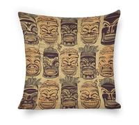 ERSTSNCK Vintage Aloha Tiki Pattern Pillow Covers 18"x18" Linen Throw Pillow Covers - Double Sided Decorative Square Cushion Cases for Sofa, Bed, Chair (No Insert Included)