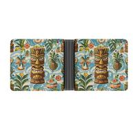 ERSTSNCK Vintage Aloha Tiki Pattern Wallet for Men Bifold Rfid Blocking Slim Money Clip Front Pocket Wallet Card Holder