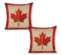 ERSTSNCK Vintage Canada Flag Pillow Covers 18"x18"（2pcs） Linen Throw Pillow Covers - Double Sided Decorative Square Cushion Cases for Sofa, Bed, Chair (No Insert Included)