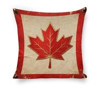 ERSTSNCK Vintage Canada Flag Pillow Covers 18"x18" Linen Throw Pillow Covers - Double Sided Decorative Square Cushion Cases for Sofa, Bed, Chair (No Insert Included)