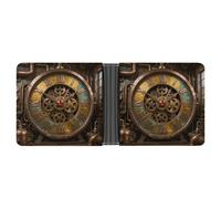 ERSTSNCK Vintage Clock Mechanism Wallet for Men Bifold Rfid Blocking Slim Money Clip Front Pocket Wallet Card Holder