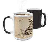 ERSTSNCK Vintage Rabbit Color Changing Mug Heat Changing Coffee Mug Funny Magic Cup Heat Sensitive Travel Mugs Novelty Coffee Cups Personalized Customized Gift for Men Women 11 Oz