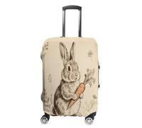 ERSTSNCK Vintage Rabbit Luggage Suitcase Covers Elastic Washable Cute Luggage Protector Travel Suitcase Protective Cover For Adult (Fit 19-32 Inch Luggages), white, Small, Vintage Rabbit