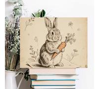 ERSTSNCK Vintage Rabbit Wall Decor For Living Room Large Canvas Wall Art For Bedroom Modern Office Pictures Wall Artwork Landscape Paintings Canvas Art Prints Home Decorations 16x12inch(40x30cm)