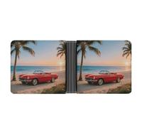 ERSTSNCK Vintage Red Sports Car Wallet for Men Bifold Rfid Blocking Slim Money Clip Front Pocket Wallet Card Holder