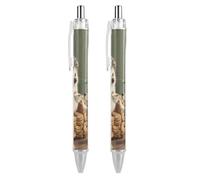 ERSTSNCK Vintage Tea Party Hedgehog Black Ballpoint Pens Fine Point (0.5mm) Black Ink Pen Retractable Ball Point Pens with Comfortable Full Grip for Journaling, And Office Writing Ideal 2 PCS