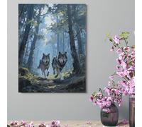 ERSTSNCK Wall Decor For Living Room Large Canvas Wall Art For Bedroom Modern Office Pictures Wall Artwork Wolf Forest Landscape Paintings Canvas Art Prints Home Decorations 18x24inch(46x61cm)