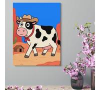 ERSTSNCK Wall Decor For Living Room Large Canvas Wall Art For Bedroom Modern Office Pictures Wall Artwork Retro Western Cow Landscape Paintings Canvas Art Prints Home Decorations 18x24inch(46x61cm)