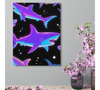 ERSTSNCK Wall Decor For Living Room Large Canvas Wall Art For Bedroom Modern Office Pictures Wall Artwork Colorful Sharks Landscape Paintings Canvas Art Prints Home Decorations 12x16inch(30x41cm)