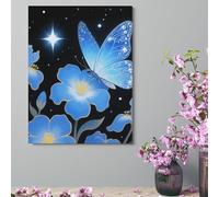 ERSTSNCK Wall Decor For Living Room Large Canvas Wall Art For Bedroom Modern Office Pictures Wall Artwork Blue Butterflies Landscape Paintings Canvas Art Prints Home Decorations 12x16inch(30x41cm)