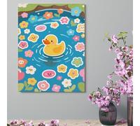 ERSTSNCK Wall Decor For Living Room Large Canvas Wall Art For Bedroom Modern Office Pictures Wall Artwork Yellow Duck in Pond Landscape Paintings Canvas Art Prints Home Decorations 12x16inch(30x41cm)