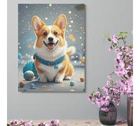 ERSTSNCK Wall Decor For Living Room Large Canvas Wall Art For Bedroom Modern Office Pictures Wall Artwork Cartoon Corgi Dog Landscape Paintings Canvas Art Prints Home Decorations 18x24inch(46x61cm)